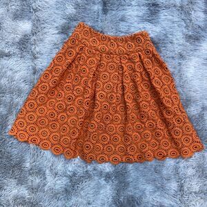 Moulinette Souers Anthropologie Size 0 Orange Crochet Lace Tuberose Skirt